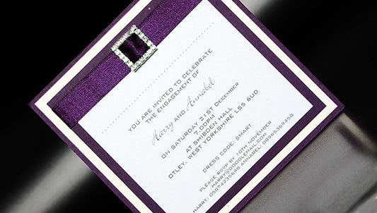 Purple Diamanté Party Handmade Invitation