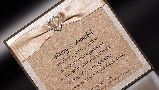 Diamanté Heart Handmade Party Invitation