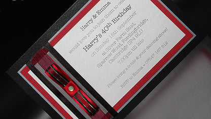 Large Black & Red Party Handmade Invitation