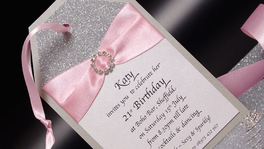 Glitter Glamour Tag Style Party Handmade Invitation