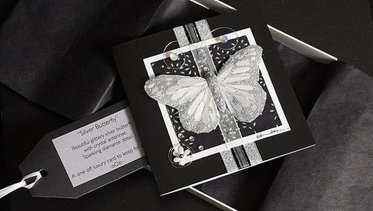 Luxury Silver Butterfly Handmade Card