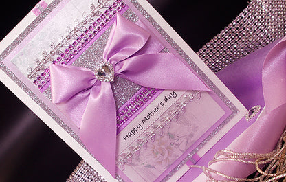 Luxury Lilac & Silver Love Heart Handmade Card