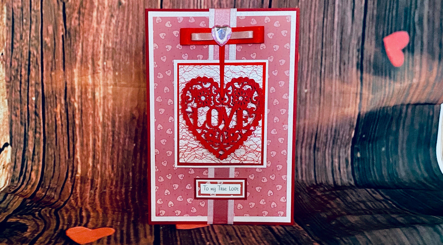 Red Filigree Handmade Card