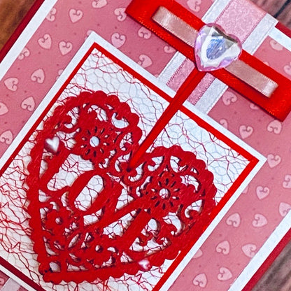 Red Filigree Handmade Card